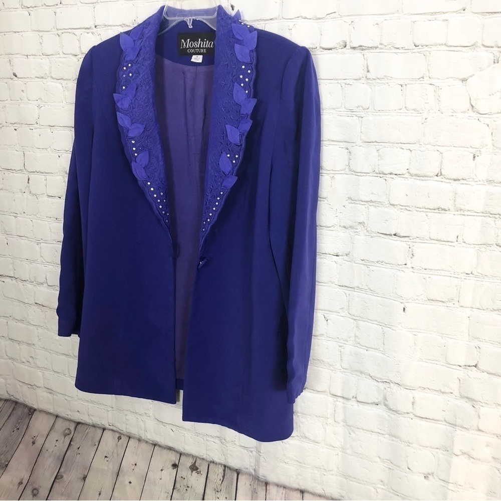 Moshita Royal Blue Straight Suit Jacket size 14 - Picture 8 of 8